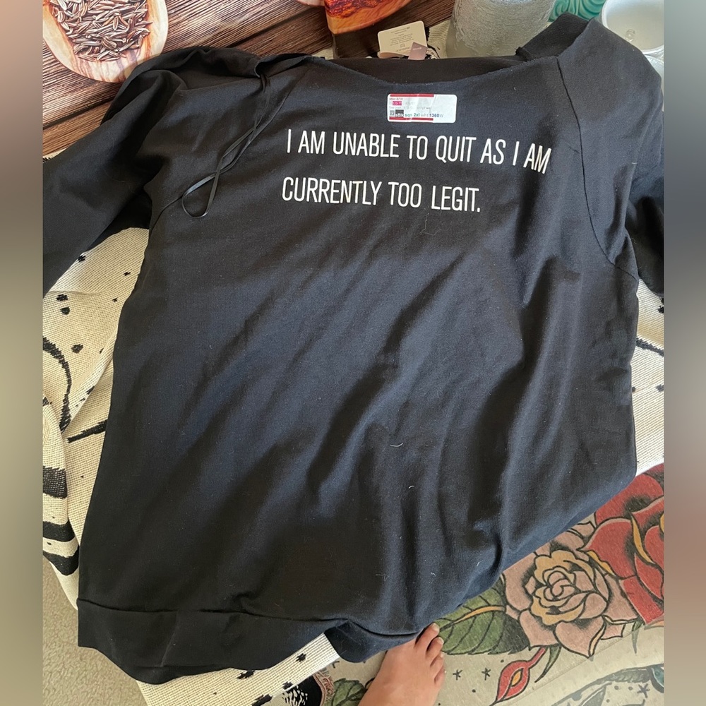 NWT Women’s Too Legit to Quit Statement LS Tee Black Sz XXL MC Hammer 90s Music